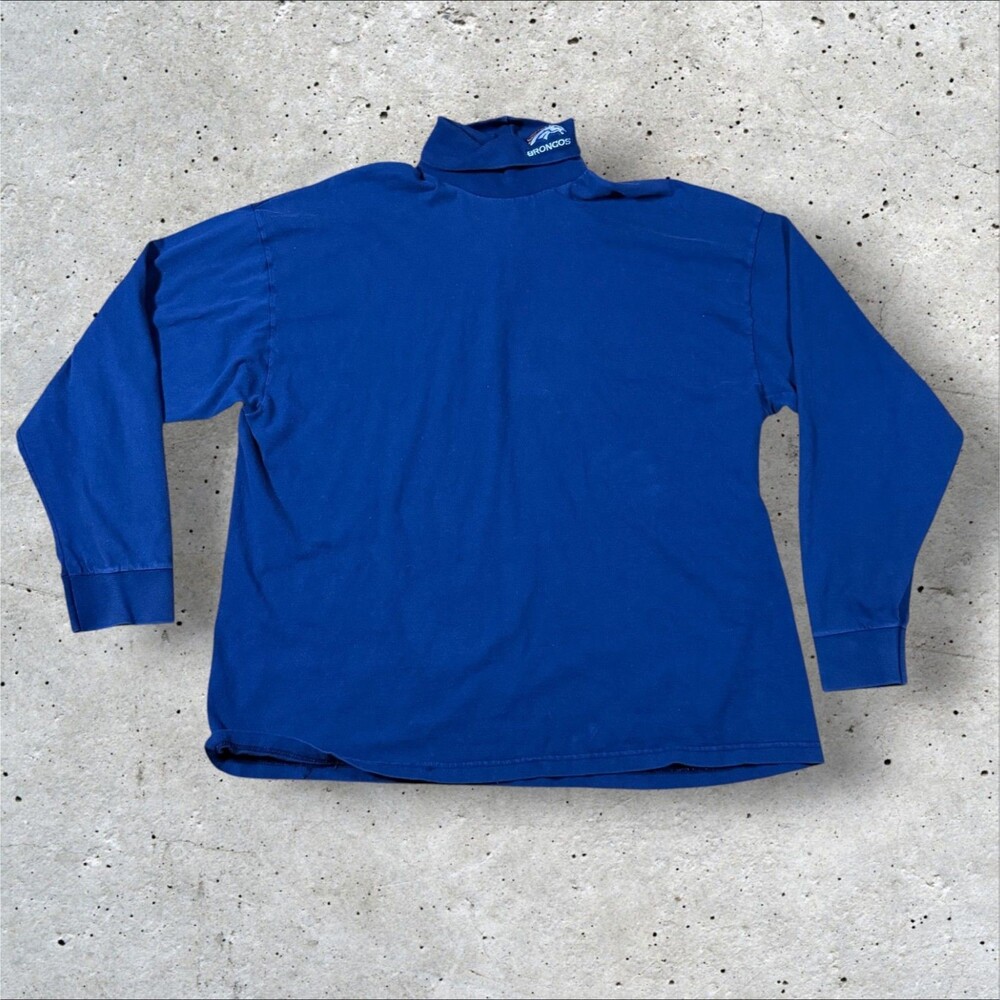 Vintage Denver Broncos Riddell Turtleneck Shirt Mens XL Blue USA NFL 90s